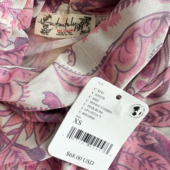 NWT Free People Sheer Bodysuit in Peony Pink - Picture 4 of 8